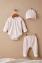 Baby Girl Set 100% Cotton 3-Piece Set with Hat