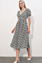 Women's Lace Collar Patterned Dress 2626 - Black - 3