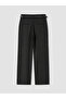 Black Wide Leg Women's Trousers with Belt - 3