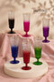 Set of 6 Colorful Footed Coffee Water Glasses 130 ml Gold Gilded Crystal Look Glass Set - 2