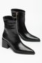 Monroe Black Leather Pointed Toe Women's Heeled Boots - 3