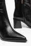Monroe Black Leather Pointed Toe Women's Heeled Boots - 5