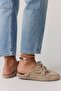 Vessia Women's Genuine Leather Suede Open-Back Beaded Detailed Loafer