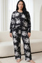 Black Patterned Buttoned Cotton Lycra Large Size Oversized Knitted Pajama Set26240930 - 2