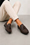 Benji Men's Inner and Outer Genuine Leather Loafer Shoes - Brown - 2
