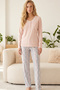Salmon Patterned Buttoned Cotton Lycra Knitted Pajama Set26240324 - 2
