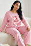 Pink Patterned Cotton Lycra Large Size Oversized Knitted Pajama Set26240887