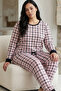Plaid Patterned Cotton Lycra Large Size Oversized Knitted Pajama Set26240882