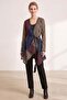 Colorful Stripe Leather over Tulle Lightweight Unlined Belted Loose Women's Genuine Leather Shirt