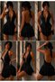 Halter Neck Double Layered Lace-Up Mini Evening and Event Dress with Ruffle Detail - 2