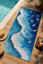 Dramatic Blue Ocean Wave and Seagull Pattern 70X150 Beach Towel - Digital Printed Bath Towel - 2