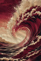 Dramatic Burgundy Ocean Wave Patterned 70X150 Beach Towel - Digital Printed Bath Towel - 3
