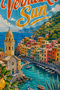 Vintage Verano Del Sol Summer Poster Patterned 70X150 Beach Towel - Digital Printed Bath Towel - 2