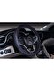 Microfiber Leather Car Medium Steering Wheel Cover (14.5''-15'',Black Dark Blue)