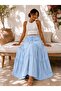 Drawstring Layered Maxi Skirt - 2