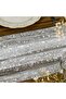 Mesh table runner - Decorative table runner - Festive table decoration - With glitter foil - 70x300 cm - Blue and gold