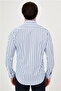 Striped Slim Fit Long Sleeve Men's Shirt Navy Blue - 27153.26Y - 4