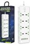 شريط طاقة عالمي متعدد المنافذ، محول حائط بـ 6 منافذ عالمية و 4 منافذ USB