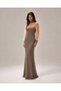 Women's Gray Stone Embroidered Tulle Balloon Sleeve Halter Neck Long Evening Dress - 4