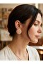 Soft Beige Color Polymer Surface Round Bijouterie Earrings