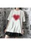 Mi̇ngalondon Aesthetic Heart Printed White Unisex Oversize T-Shirt