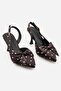 Women's Polka Dot Bow Detailed Pointed Toe Thin Heeled Slingback Shoes - 3