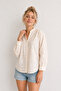 Women's Light Pink Floral Embroidered Comfortable Fit 100% Cotton Shirt - 3
