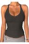 Danysu Women's V Neck Racerback Padded Ribbed Long Fitted Basic Cami Tops - 5
