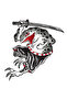 Frog Samurai Design - Printed Cotton Crew Neck T-Shirt White - White - 3