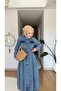 Women's Comfortable Denim Dress with Tie-Up Pockets and Sections - 3