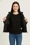Girl's Inflatable Fiber-Filled Water-Repellent Jacket with Zipper Pockets - Black - 2