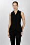Shawl Collar Patchwork Vest-Black - 1536100
