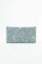 Denim Fabric Wallet Bag with Chain Strap and Buckle Women's Crossbody Bag