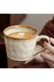 كوب قهوة سيراميك كبير بمقبض، فنجان مرسوم يدويًا بتصميم عتيق للقهوة والكابتشينو والحبوب والحساء