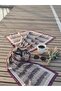 Navy Blue Burgundy Leaf Patterned Women's Shawl Botanical Pattern Daily Use Elegant Shawl - 3