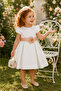 Girl's Plain White Satin Evening Dress Ball Gown 7152