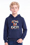 Boy's Printed Kangaroo Pocket Long Sleeve Hooded Sweatshirt - 5