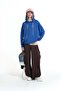 Cobalt Blue Stone Detailed Lace-Up Hooded Sweatshirt with Paint Effect 19093