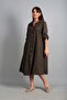 Women's Italian Cotton Pocket Embossed Floral Embroidery Oversize Long Dress - 3