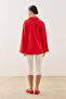 Wide Placket Long Sleeve T-Shirt Red - 3