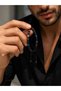 Men's Black Blue Hematite Stone Braided String Bracelet – Multi-Colored Rectangular Beaded Adjustable Bracelet - 2