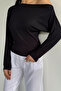 Black Women's Bat Sleeve Lycra Blouse - 2