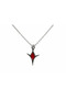 Red Detailed Gothic Symbol Pendant – Silver Color Alternative Design Necklace - 3