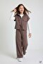 Brown Girl's Zippered Zero-Sleeve Vest and Wide-Leg Bottom 3-Piece Set 24773