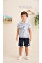 Bebiço 322757 Blue Navy Blue Linen Shirt Shorts Set - 2