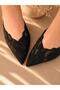 Cansy Black Lace 5 cm Heel Elastic Heel Shoes - 2