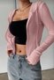 Women's Seasonal Zippered Lace-Up Hooded Cardigan - 2