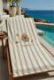 Beige Striped Cute Cow Pattern 70X150 Beach Towel - Digital Printed Fade-Resistant Bath Towel