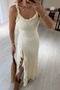Backless Slit Detail Ecru Lace Dress - 2