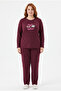 Plus size seasonal great things pattern burgundy pajama set